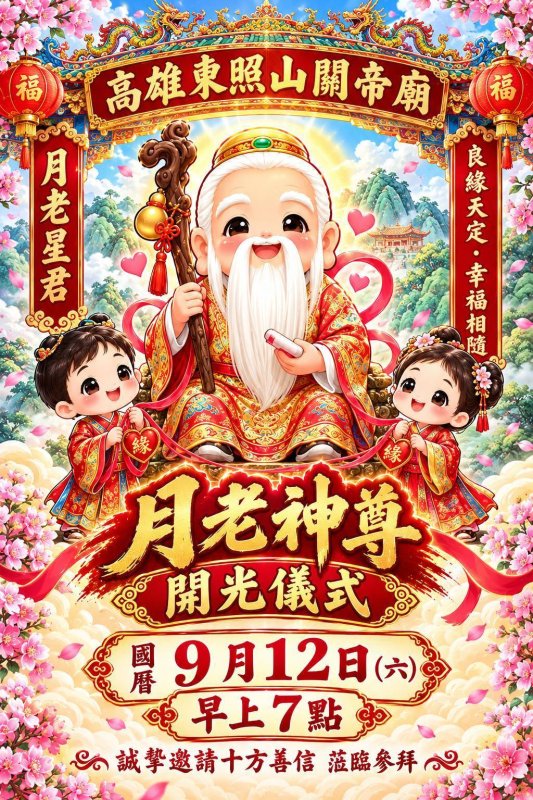 三戶政攜手「結緣ON-Line」9/12登場　巧逢東照山月老開光點眼500條紅線牽良緣
