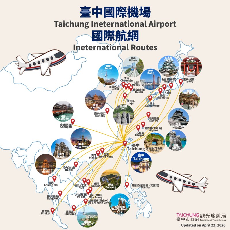 台中國際機場國際航網圖