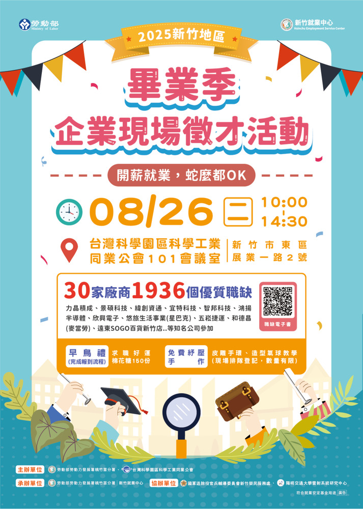 搶先卡位高薪缺　新竹8/26徵才上千職缺等你挑戰75K